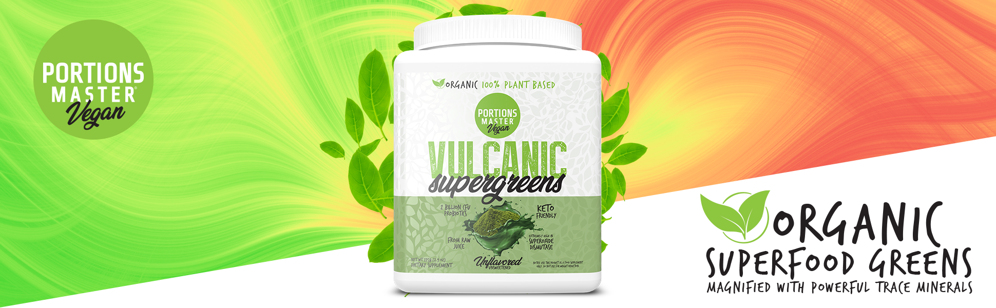 Unflavored Vulcanic Supergreens Top Banner