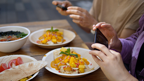Healthy low calorie high satiety foods being photographed before a meal
