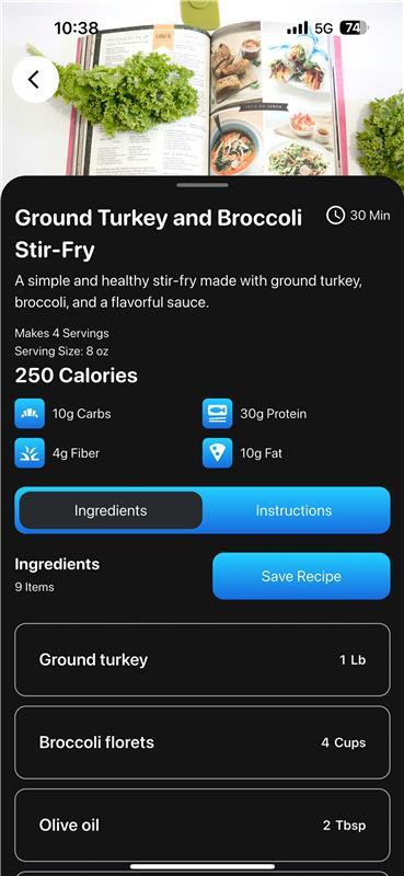 Recipe from scanned groceries